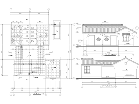 中式公厕 单层公共厕所 仿古建筑 卫生间洗手间 管理房cad施工图