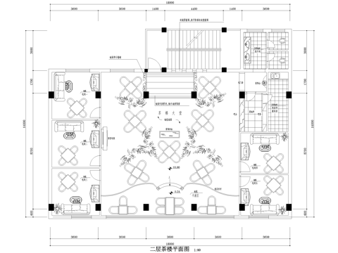 茶馆 三层茶室茶吧会所 茶楼cad施工图