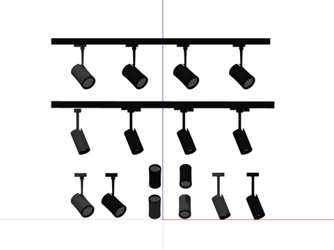 现代黑色轨道射灯su模型
