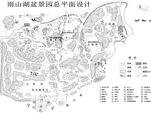 雨山湖盆景园景观平面CAD施工图cad施工图cad施工图
