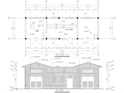 配电房变压器房发电机房厂房工业建筑cad施工图