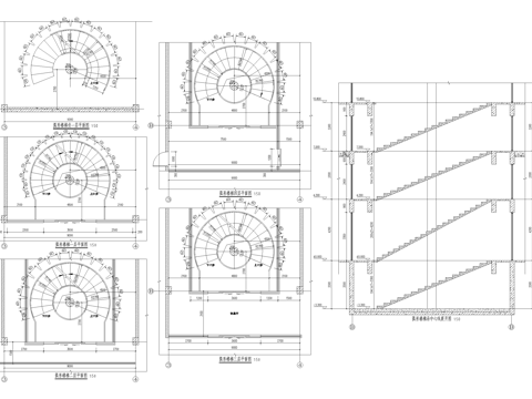 弧形旋转楼梯节点cad施工图