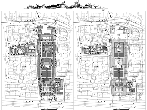 寺庙 总平面图 剖立面图cad施工图