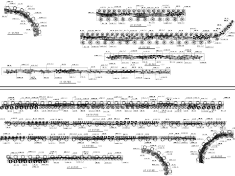 线性分段标准段景观植物绿化种植平面CAD施工图cad施工图