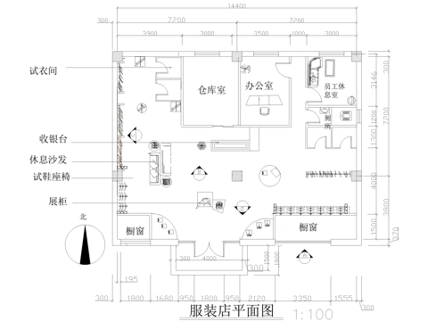 服装店 商铺服饰店 专卖店cad施工图
