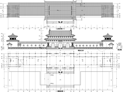 中式寺庙 山门古建大门门头cad施工图