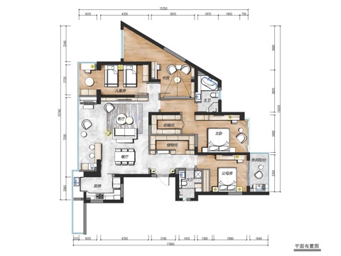 四室一厅样板间大平层 最新全套施工图设计cad施工图
