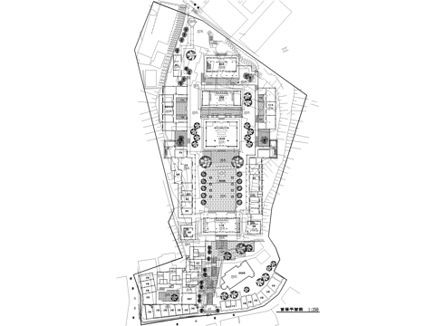 寺庙 总平面规划图cad施工图