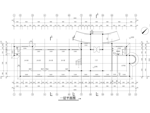 二层办公楼建筑cad施工图