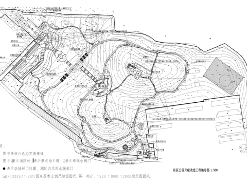 社区山地公园 规划总平面图 地形图cad施工图