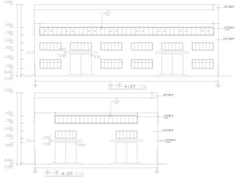 单层框架轻钢屋面厂房车间工业建筑CAD施工图cad施工图