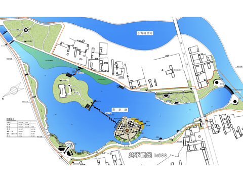 滨水公园景观规划平面图 湿地公园湖泊水域区文化展示区cad施工图