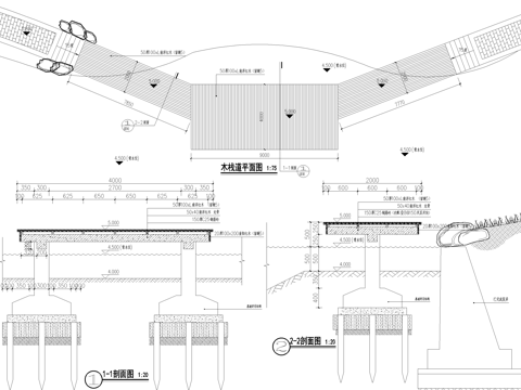水上木栈道cad施工图cad施工图