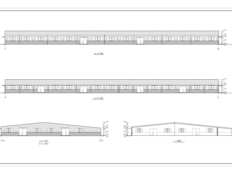 钢结构坡屋面车间厂房工业建筑CAD施工图cad施工图