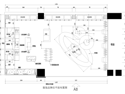 服装店 品牌服饰店cad施工图