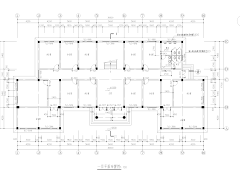 欧式坡屋顶办公楼建筑CAD施工图cad施工图