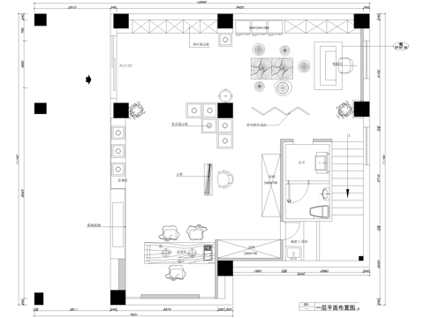 茶馆 二层茶叶店茶室 茶楼 茶吧平面系统图cad施工图