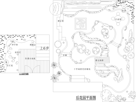 新中式庭院 平面图 入口花园后花园cad施工图 