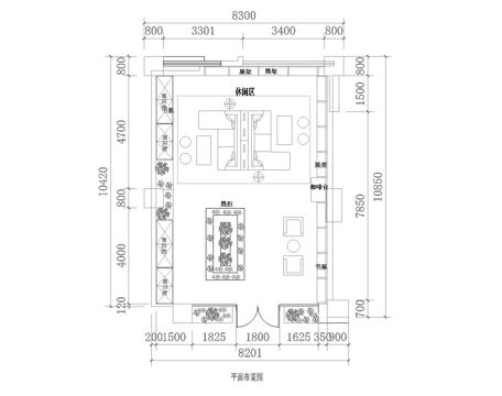 主题花店 最新平面施工图设计cad施工图