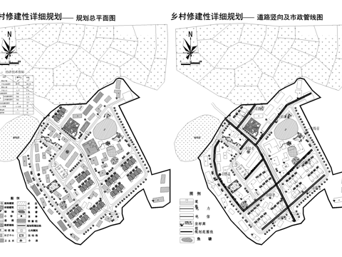 乡村修建性详细规划平面图 乡村振兴 乡村改造cad施工图