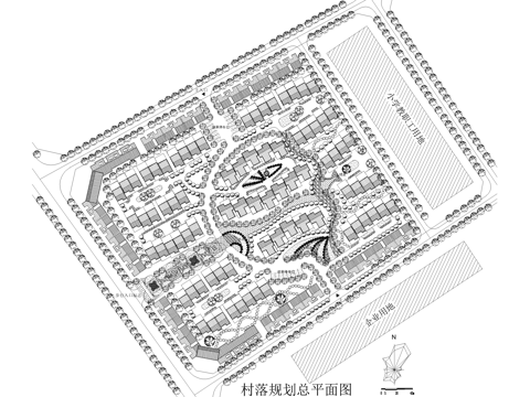 生态村落总平面图 居住区乡村规划 乡村改造cad施工图