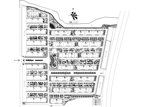 居住区景观植物种植绿化配置小区规划总平面图cad施工图