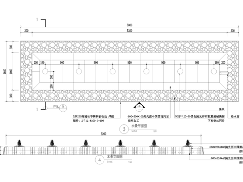 水景 喷泉 镜面水景 涌泉 跌水叠水 水池cad施工图