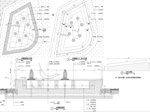 喷泉 镜面水景 雕塑 涌泉叠水跌水cad施工图