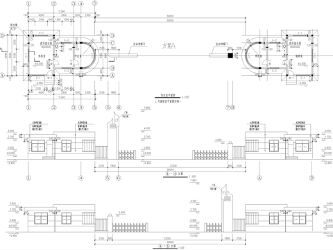 门卫室建筑 入口大门 传达休息室值班室 门房警卫室cad施工图