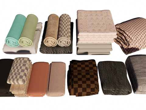 叠放布料毛巾毛毯su模型