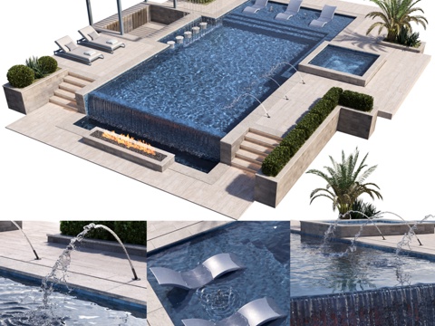  无边泳池 13d模型 