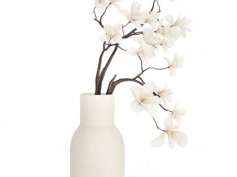  盛放枝条的白花束3d模型 