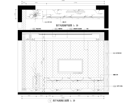 客厅电视墙节点cad施工图