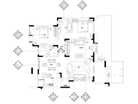 武汉沿海赛洛城住宅室内家装CAD施工图集cad施工图