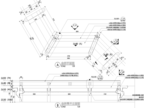 景观桥 曲桥 石桥 平桥cad施工图