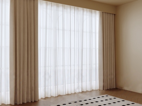  现代窗帘3d模型 