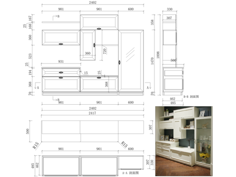 厅柜装饰柜节点 储物柜 置物柜cad施工图