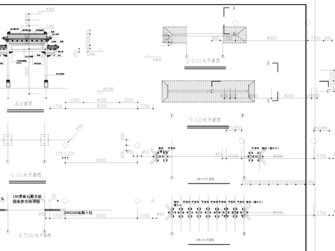 四柱牌坊牌楼古建筑结构CAD施工图集cad施工图