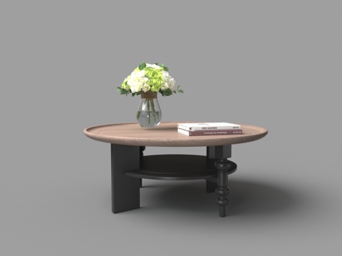  中古风圆茶几3d模型 