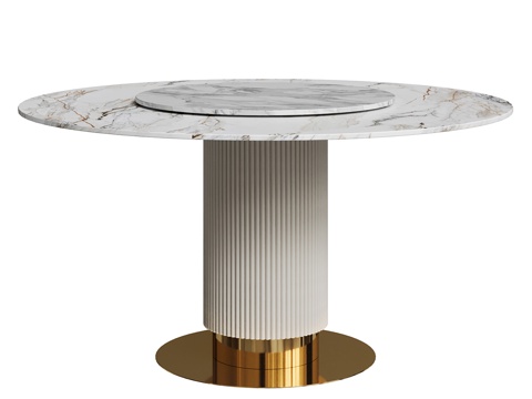  现代简约轻奢餐桌 餐桌 简约餐桌 圆形餐桌 轻奢餐桌3d模型 