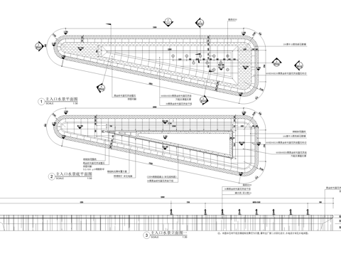 入口水景 喷泉 涌泉跌水叠水 镜面水景 水池cad施工图