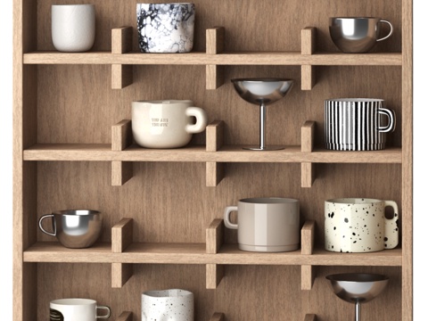  带马克杯的架子3d模型 