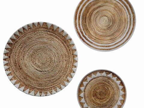  陶器谷壁挂式手工编织太阳圆盘3d模型 