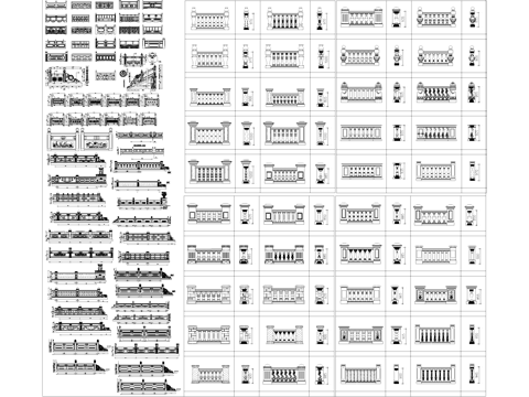 室外中式欧式石材栏杆护栏CAD图库cad施工图