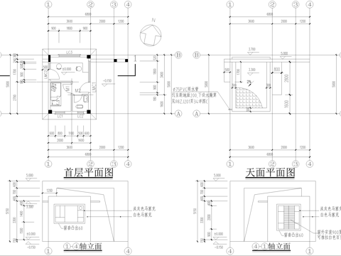 门卫室建筑 入口大门 传达室门房值班室 警卫室cad施工图