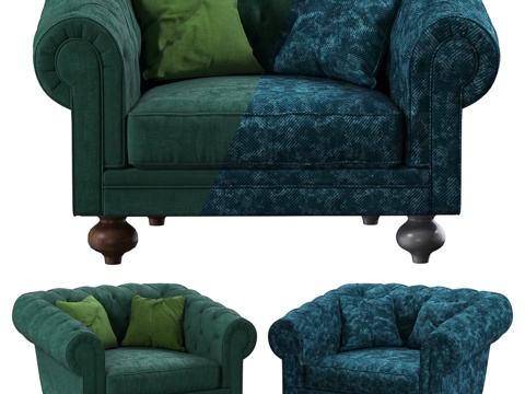  6702 - 拼贴切斯特扶手椅3d模型 