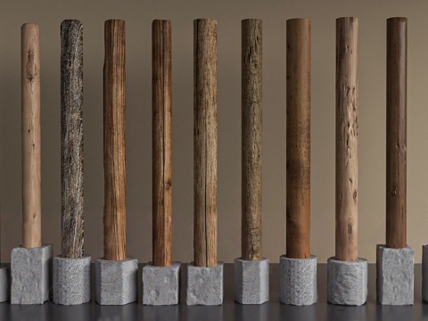  新中式柱子3d模型 