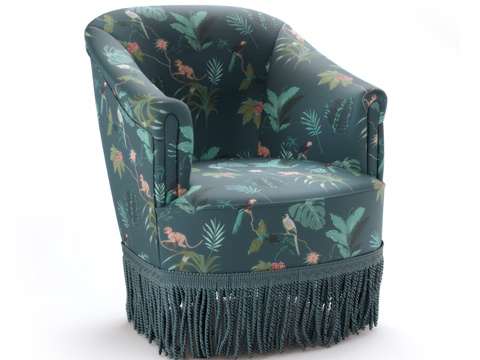  复古丝绒扶手椅，拉蒙娜款3d模型 