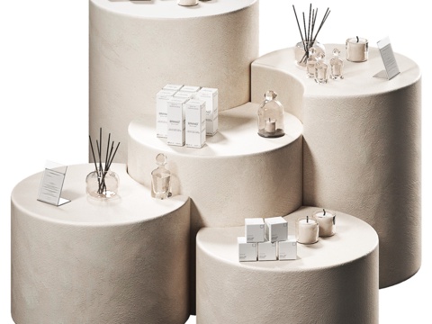  带产品的岛式展示柜 2. 带光滑立柱的展示柜3d模型 