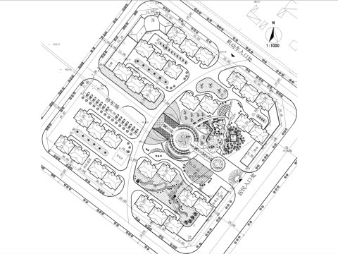 居住区规划住宅小区总平面图cad施工图